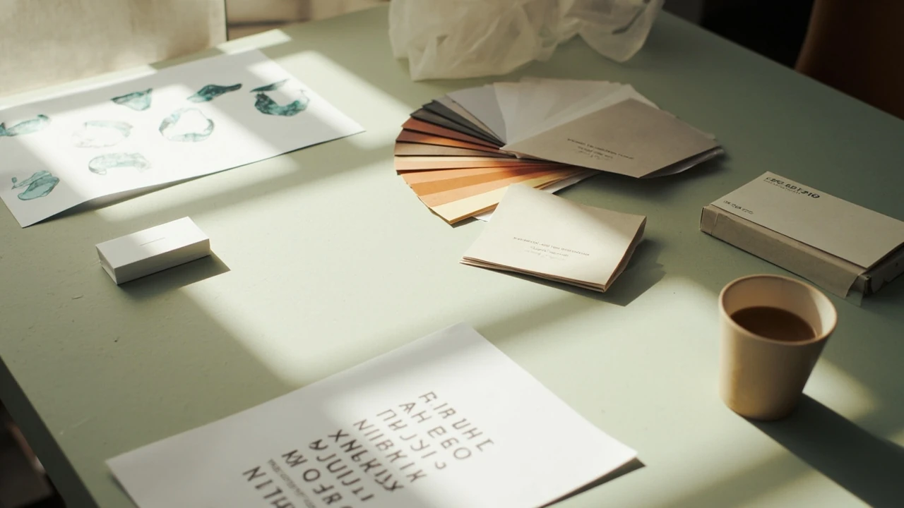 Design workspace showing the elements of a visual identity system