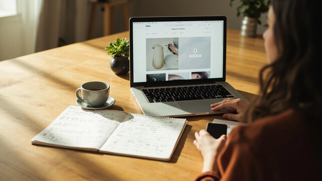 Designer reviewing website typography across a laptop screen