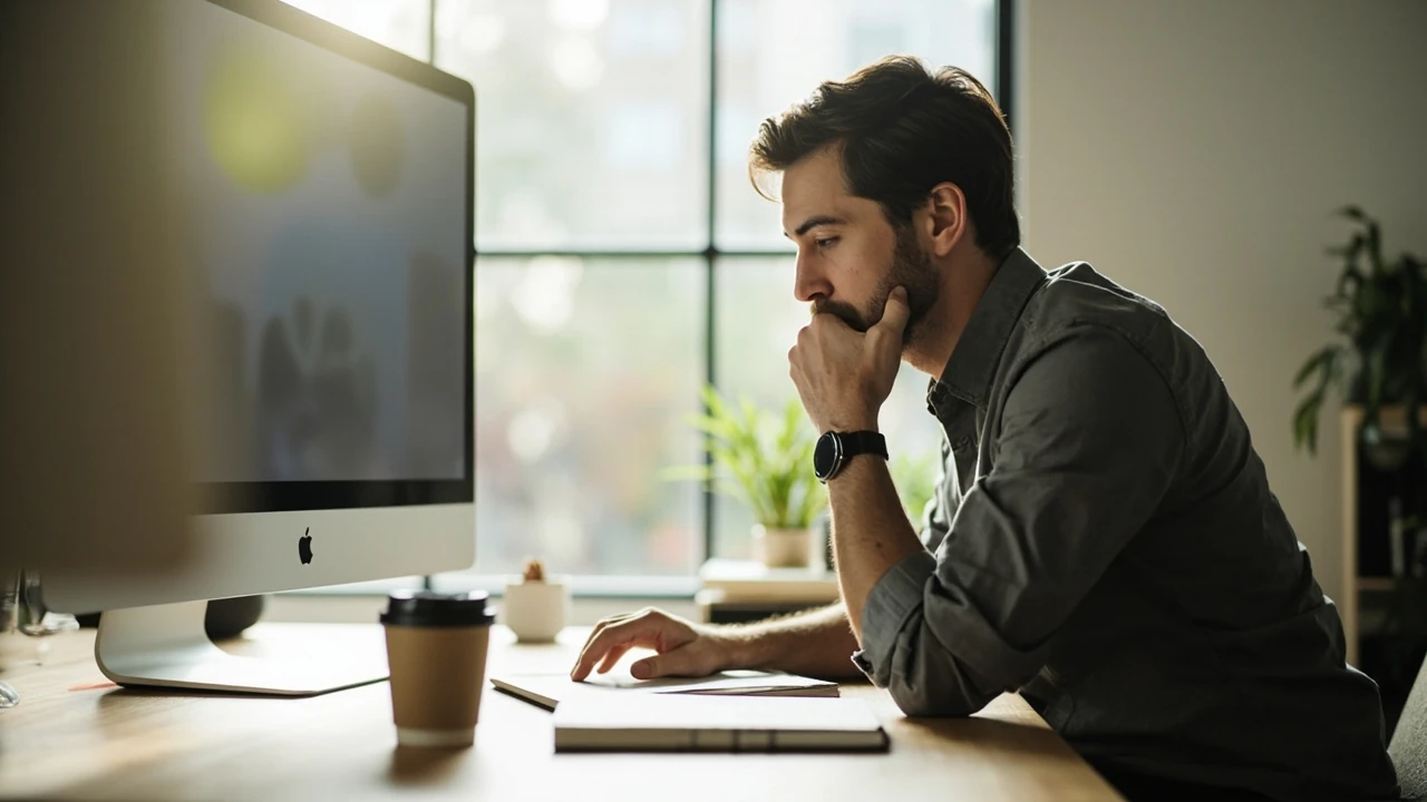 Designer browsing templates and fonts on the creative market platform.