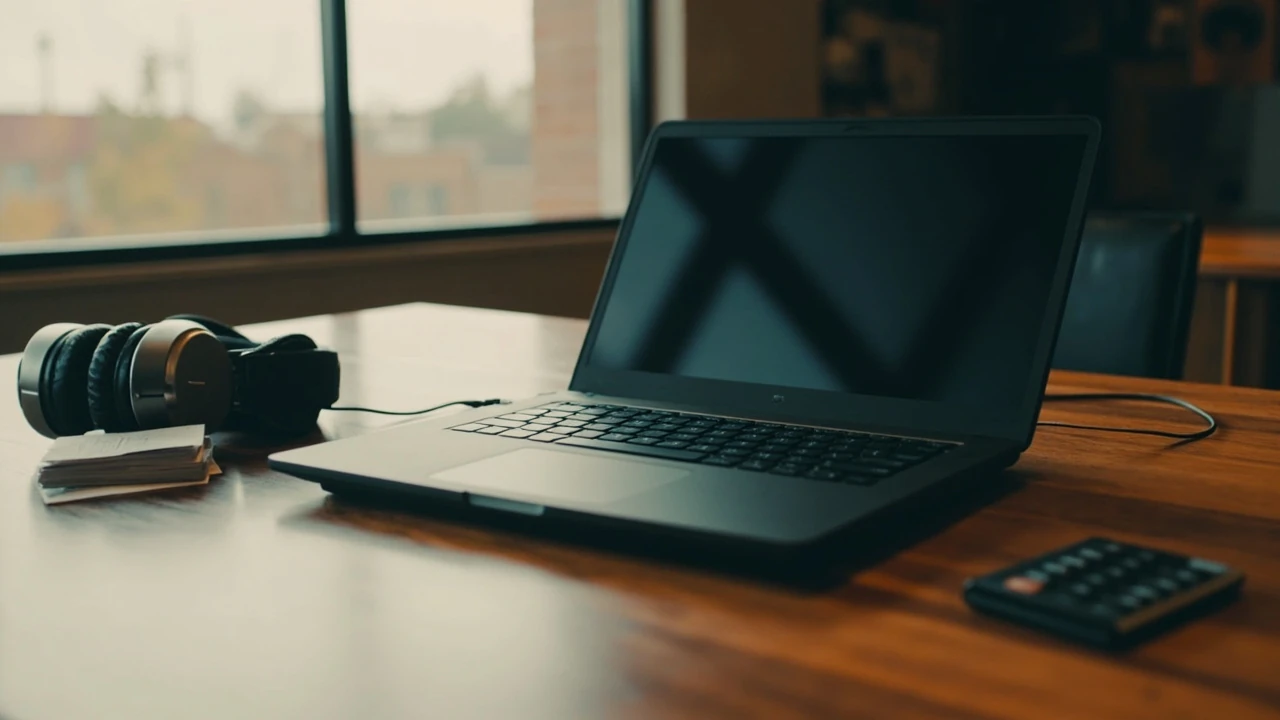 A close-up of a gaming laptop next to pricing labels, illustrating gaming laptop deals