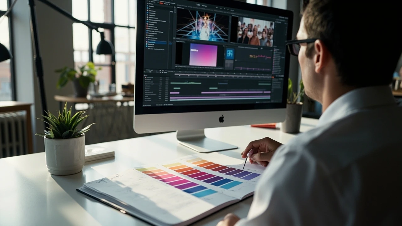 Motion industries branding work on a designer monitor
