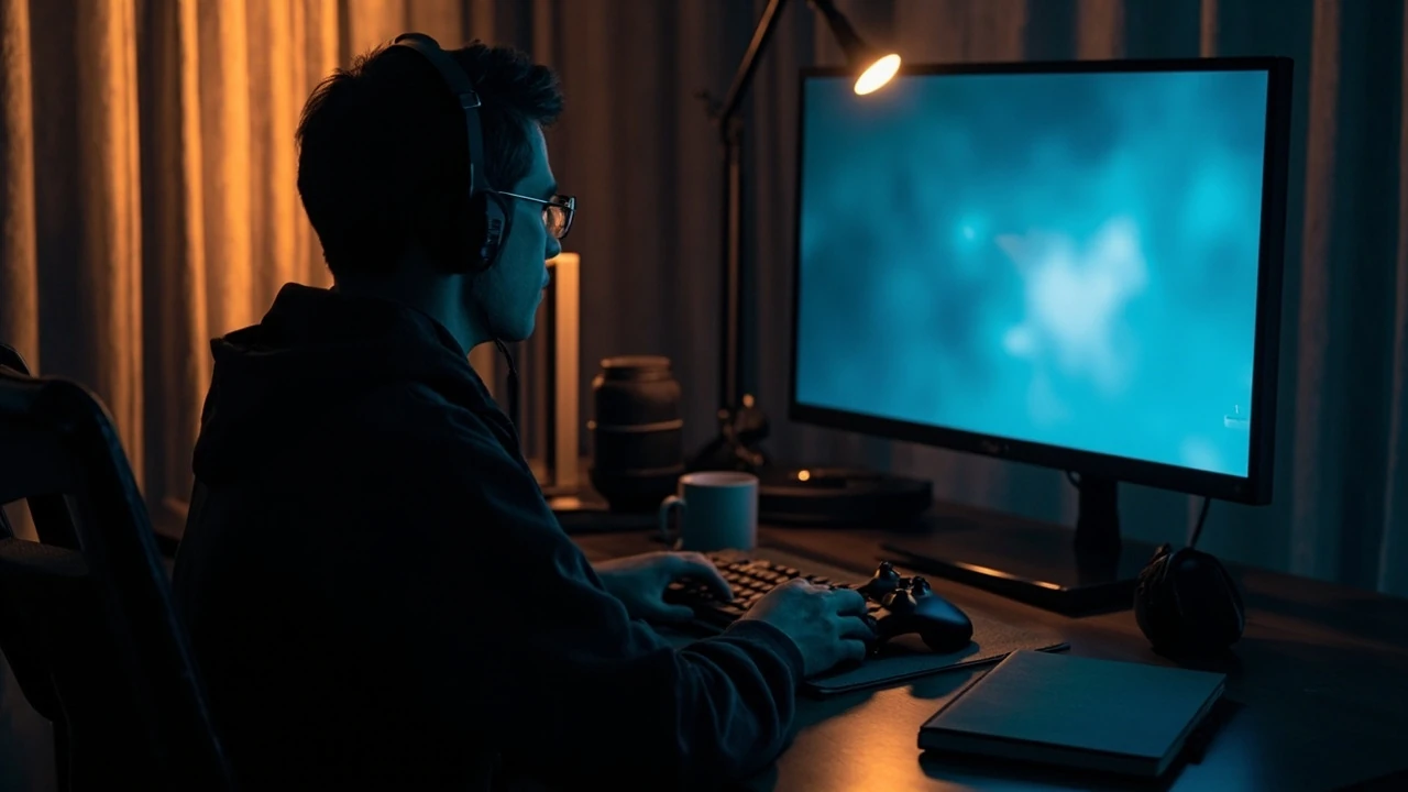 Person at a desk with a monitor showing the Amazon Prime Gaming client