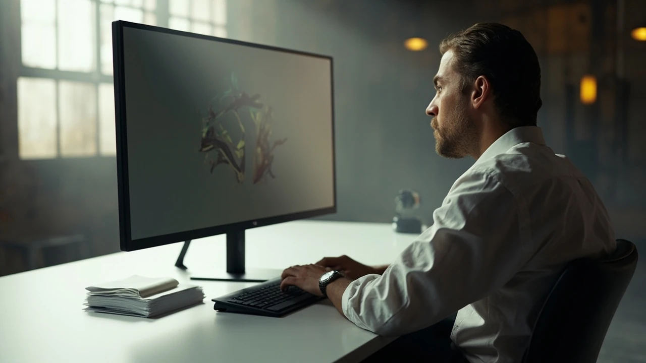All in motion: a designer reviewing motion principles on a studio monitor