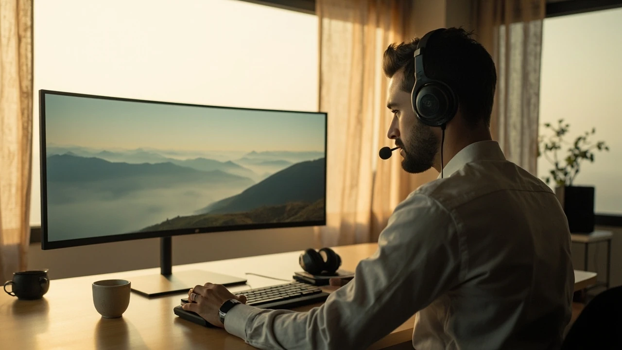 A focused player at a clean desk representing no compromise gaming