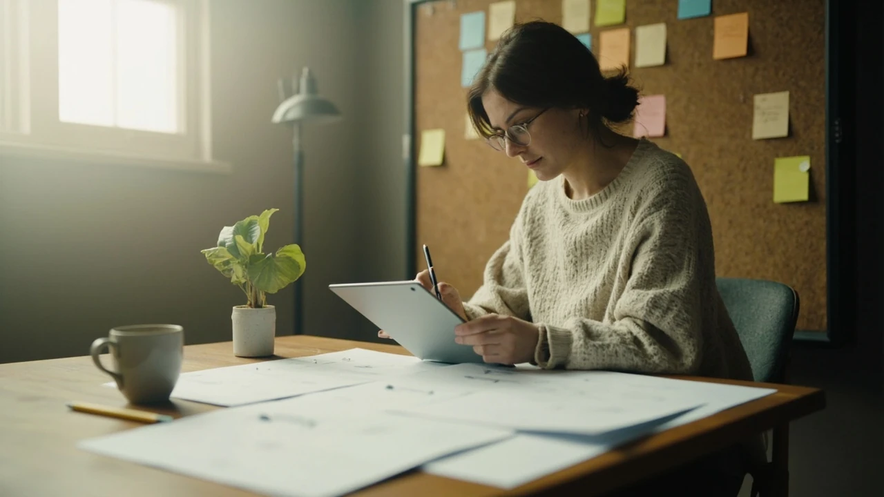 Editor reviewing storyboards and prototypes for instructional design jobs