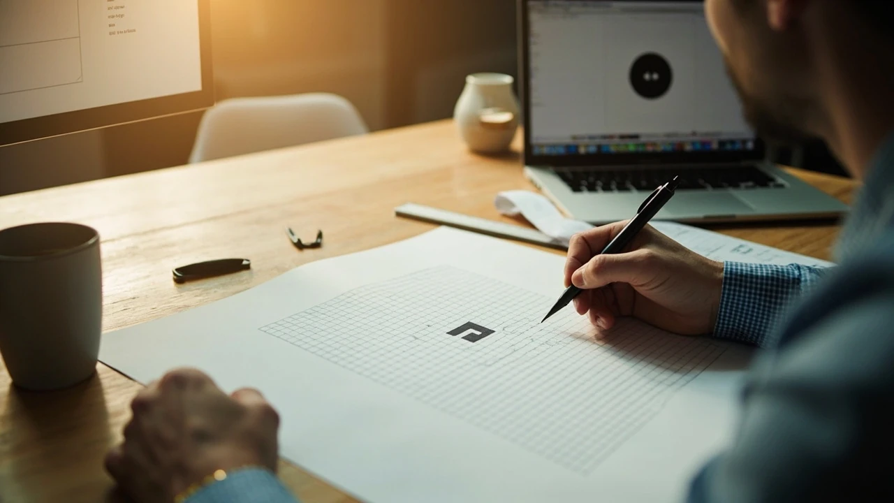 Editor planning logo clear space rules for responsive layouts on a grid