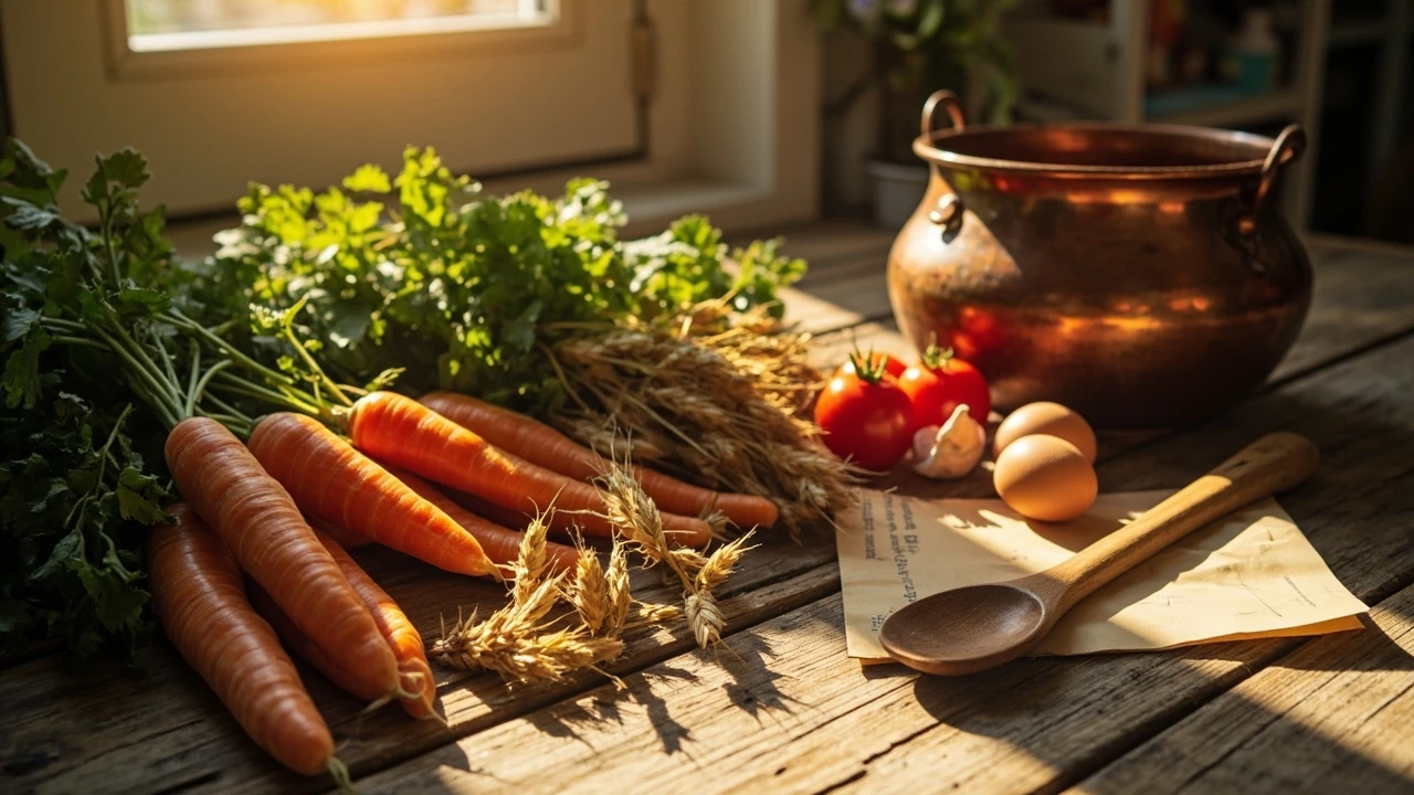 Dreamlight Valley recipes cooking guide with a wooden table of ingredients