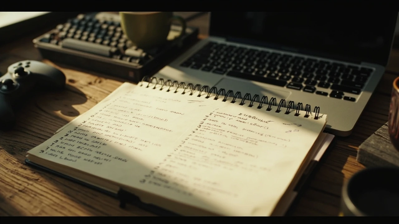 A developer notebook showing UTD codes and project planning notes